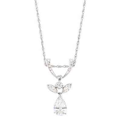 Lot 3258 - White Gold and Diamond Pendant-Necklace