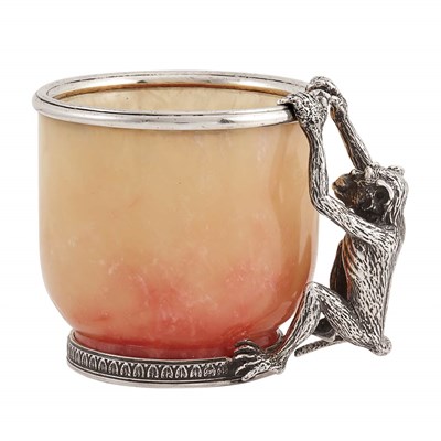 Lot 64 - Antique Russian Sterling Silver and Agate Cup