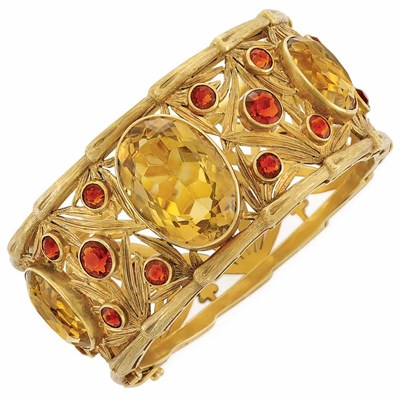 Lot 336 - Gold and Citrine Cuff Bangle Bracelet, Tiffany & Co.