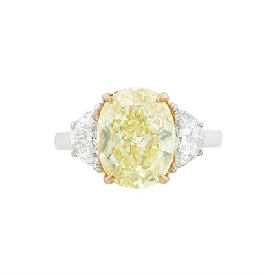 Lot 444 - Platinum, Gold, Fancy Yellow Diamond and Diamond Ring, Tiffany & Co.