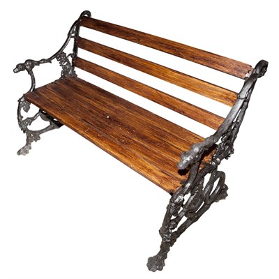 Lot 300 - Pair of Black Painted Iron and Oak Garden...