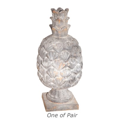 Lot 379 - Pair of Iron Pineapple-Form Garden Ornaments...