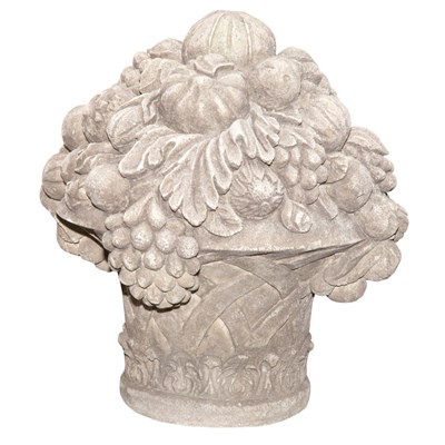 Lot 434 - Pair of Cast Stone Fruit Basket Form Garden...