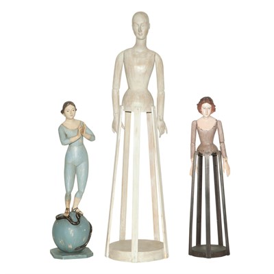 Lot 229 - Three Philippino Painted Wood Doll Forms or...