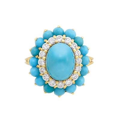 Lot 155 - Gold, Turquoise and Diamond Ring, Boucheron, Paris
