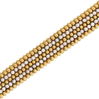 Lot 37 - Antique Gold and Freshwater Button Pearl Bracelet, France