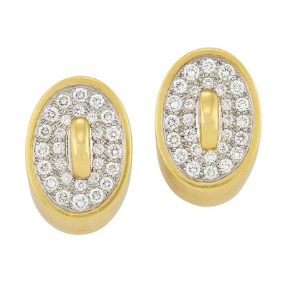 Lot 187 - Pair of Gold, Platinum and Diamond Earclips, Angela Cummings