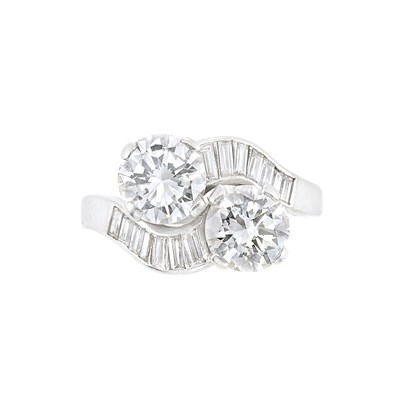 Lot 271 - Platinum and Diamond Crossover Ring