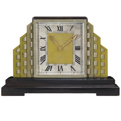 Lot 246 - Art Deco Silver and Enamel Desk Clock, Cartier, France, European Watch & Clock Co., France