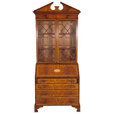 Lot 320 - George III Style Inlaid Mahogany Secretary...