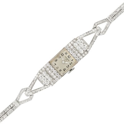 Lot 3237 - Lady's Platinum and Diamond Wristwatch