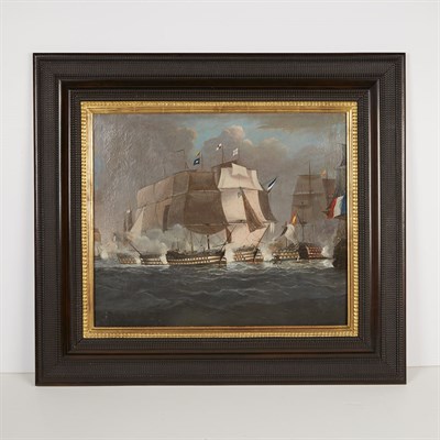 Lot 43 - Dutch School 19th Century A Naval Battle with...