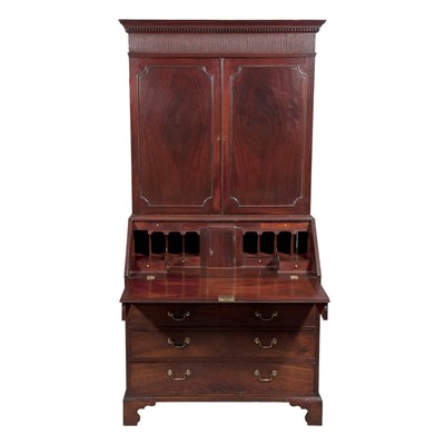 Lot 111 - George III Mahogany Bureau Bookcase Third...