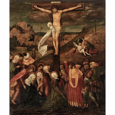 Lot 11 - Follower of Albrecht Altdorfer The Crucifixion...
