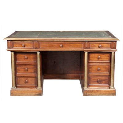 Lot 163 - Leather Inset Mahogany Pedestal Desk Height 29...