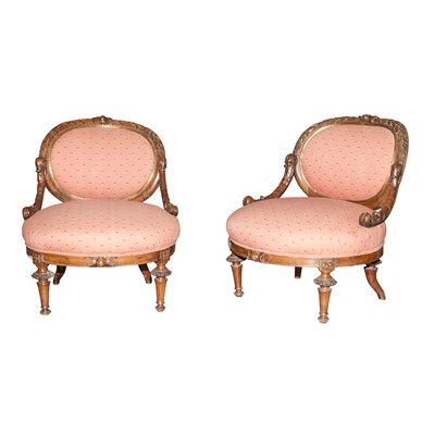Lot 198 - Pair of Louis XVI Revival Style Walnut Boudoir...