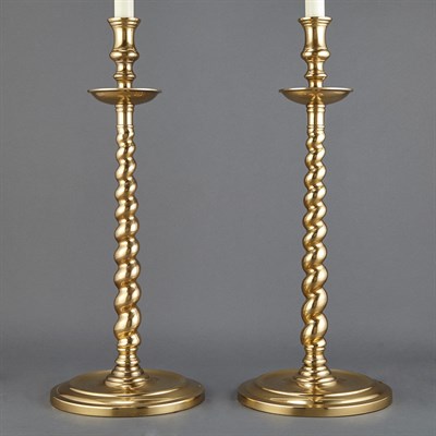 Lot 250 - Pair of Brass Barley Twist Lamps Height 20...