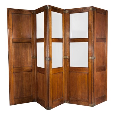 Lot 134 - Oak Five-Panel Folding Screen Height 7 feet 7...