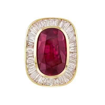 Lot 3398 - Gold, Ruby and Diamond Ring-Dant, Adler