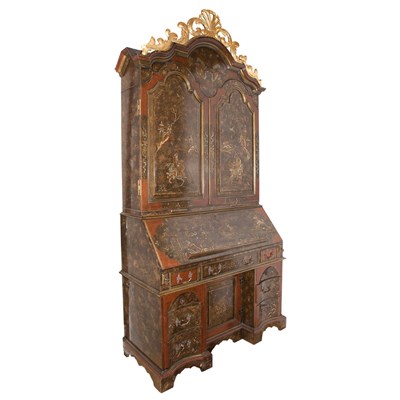 Lot 457 - Georgian Style Chinoserie Lacquered Secretary...