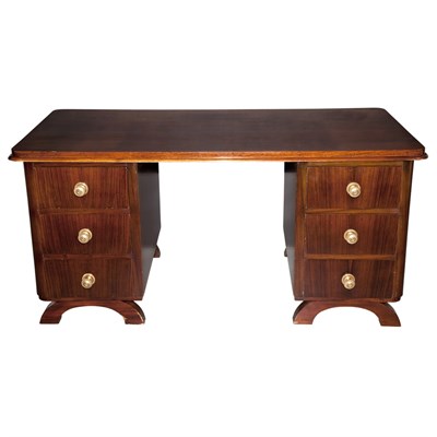 Lot 111 - Art Deco Rosewood Double-Pedestal Desk Height...
