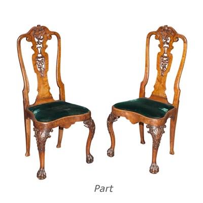 Lot 462 - Set of Four Italian Rococo Style Walnut Chairs