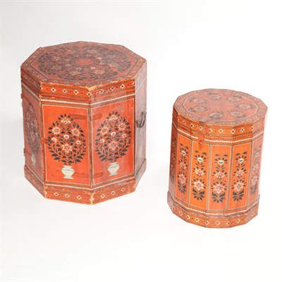 Lot 123 - Two Asian Red Storage Boxes Height of larger...