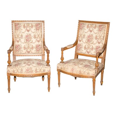 Lot 312 - Pair of Louis XVI Style Fauteuils