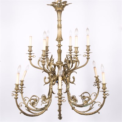 Lot 314 - Rococo Style Gilt-Metal Twelve-Light...
