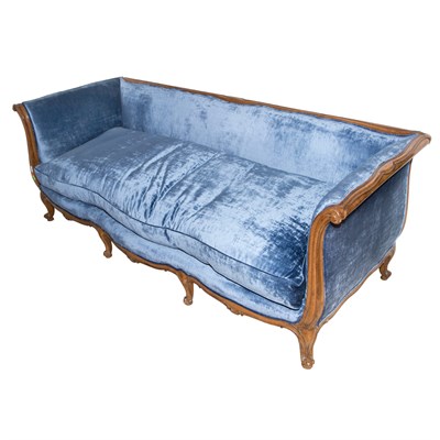 Lot 218 - Louis XV Style Upholstered Walnut Sofa Length...