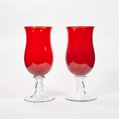 Lot 145 - Two Pairs of Cranberry and Clear Glass...