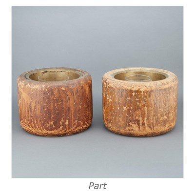 Lot 135 - Asian Stained Wood Planter and A Pair of Wood...