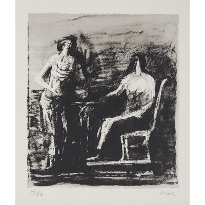 Lot 122 - Henry Moore (1898-1986) TWO FIGURES AT A TABLE...