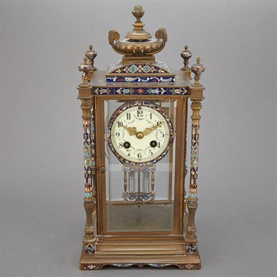 Lot 454 - French Champleve Enameled Gilt-Metal Mounted...