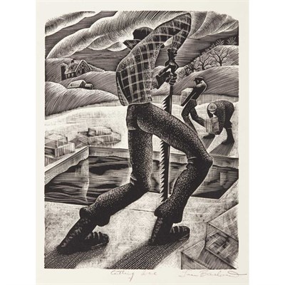 Lot 7 - Lou Barlow (1908-2011) CUTTING ICE Wood...