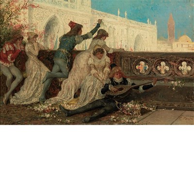 Lot 28 - Raffaele Resio Italian, 1854-1827 Serenade on...
