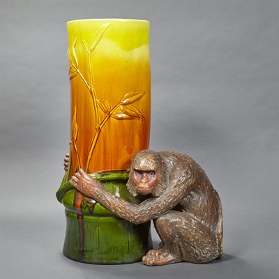 Lot 225 - Majolica Monkey-Form Umbrella Stand Height 22...