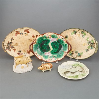 Lot 204 - Group of Eleven Majolica Table Articles...