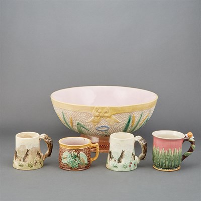 Lot 204 - Group of Eleven Majolica Table Articles...