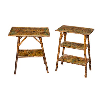 Lot 222 - Two Faux Bamboo and Decoupage Side Tables...