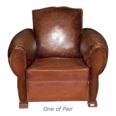 Lot 160 - Pair of Art Deco Leather Upholstered Club Chairs