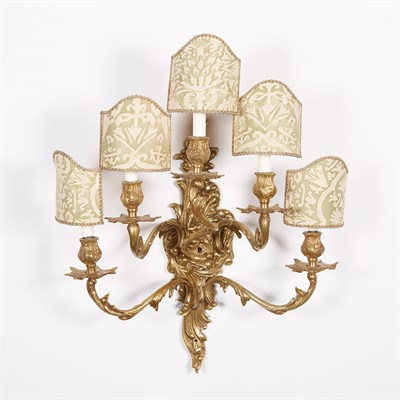 Lot 424 - Pair of Louis XV Style Gilt-Metal Five-Light...