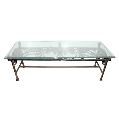 Lot 545 - Polished Steel and Glass Coffee Table Height...