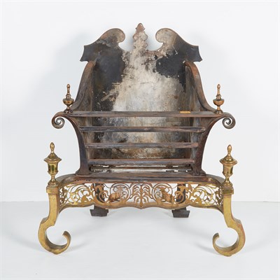 Lot 419 - Georgian Style Brass and Iron Fire Grate...