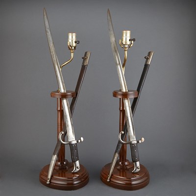 Lot 164 - Pair of Bayonet Lamps Height 27 1/2 inches.
