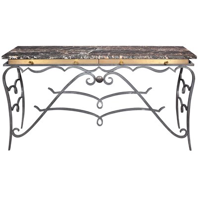 Lot 460 - Art Deco Style Iron and Gilt-Metal Console...