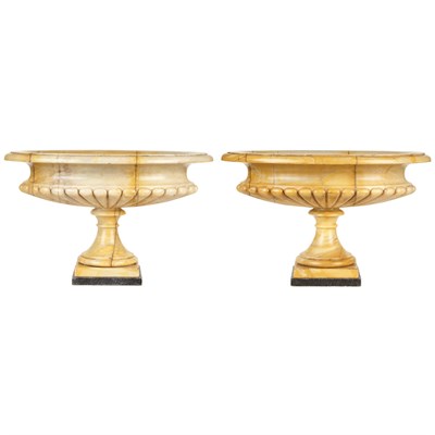 Lot 346 - Pair of Neoclassical Style Yellow Stained...