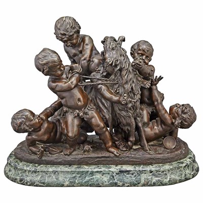 Lot 370 - Bronze Group of Five Bacchantes and a Goat...