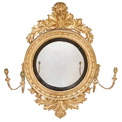 Lot 335 - George IV Giltwood Convex Mirror First quarter...