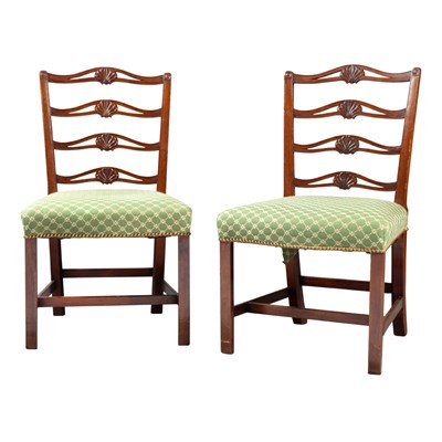 Lot 250 - Pair of George III Mahogany Ladder Back Side...